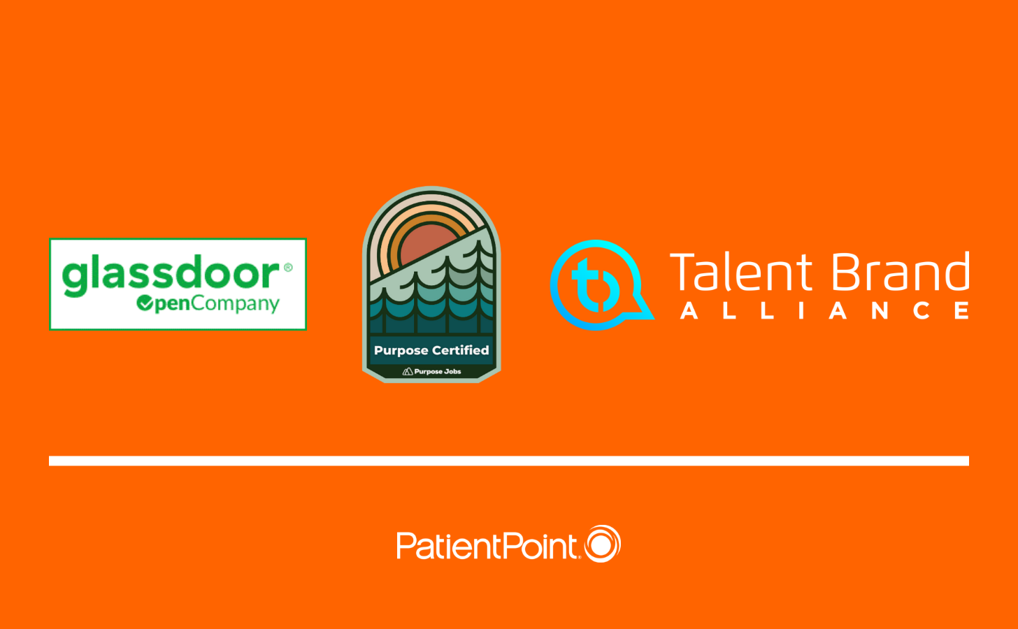Glassdoor Open Company, Talent Brand Alliance and Purpose Certified logos