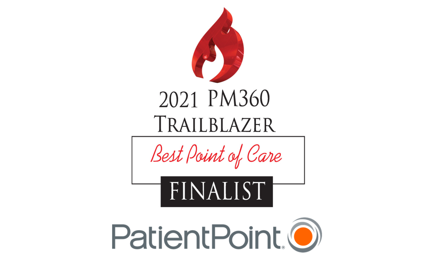 Stacked 2021 PM360 Trailblazer Awards and PatientPoint logos