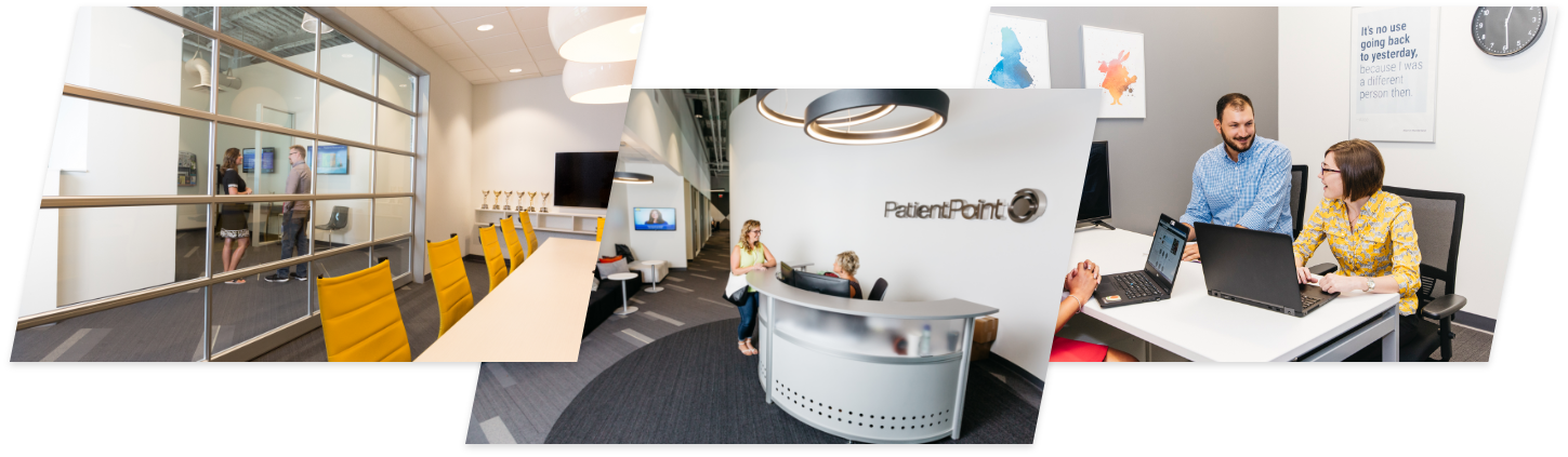 Three images showing PatientPoint environment.