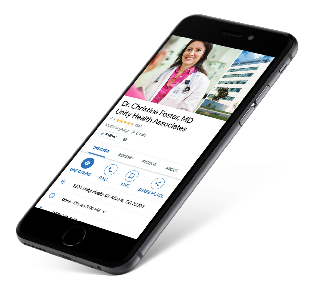 Mobile phone displaying screen from a Google My Business Listing Management solution.