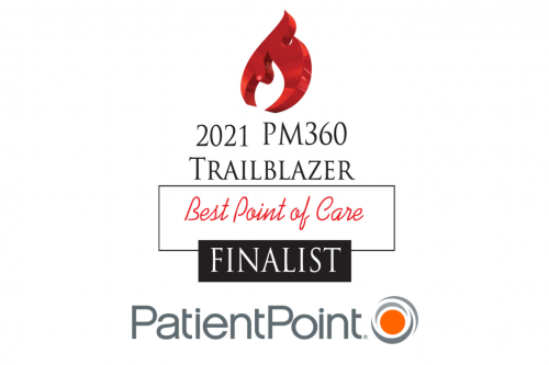 Stacked 2021 PM360 Trailblazer Awards and PatientPoint logos